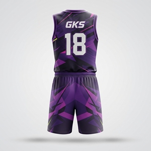 Conjunto de Camiseta y Pantalones Cortos de Baloncesto Personalizados en Rosa y Morado, Diseño Gráfico Sublimado, Uniforme de Equipo, Ropa Deportiva Transpirable para Hombre y Jóvenes - Product Image 2