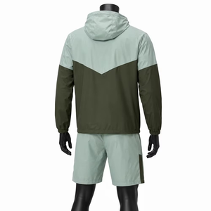 Ensemble short et coupe-vent à capuche pour homme, color block, séchage rapide, tenue athlétique deux pièces pour l'été - Product Image 3
