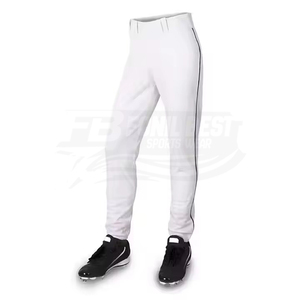 Men's White <b>Baseball</b> Pants With Red Stripe Tapered Fit Button Fly Polyester Breathable Adult All Seasons Apparel - Product Image 4