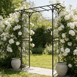 Arco da Giardino in Metallo Nero con Supporto per Piante Rampicanti L80.3 X L20.47 X H81.1, Traliccio e Cancello per Rose da Esterno - Product Image 2
