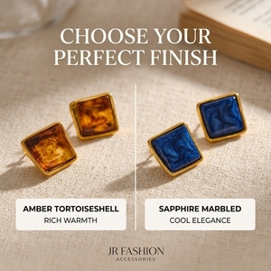 Pendientes de Resina Vintage JR, Geométricos Cuadrados, Chapados en Oro, Acero Inoxidable, Regalo para Mujer, para Boutiques - Product Image 4