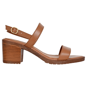 Sandales d'été pour femme en cuir véritable, à bout ouvert, à bride cheville, à talon carré, montantes, légères (marron) - Product Image 4