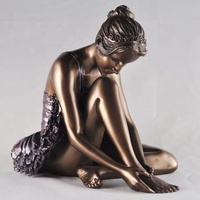 Statue de femme nue dansant en plein air, taille réelle, fontaines de jardin, sculpture de fontaine de ballerine en bronze
