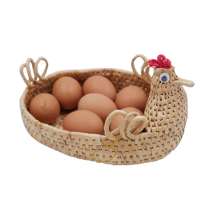 Handmade Chicken <b>Basket</b>: Water Hyacinth <b>Egg</b> Storage, Farmhouse Decor - Product Image 4