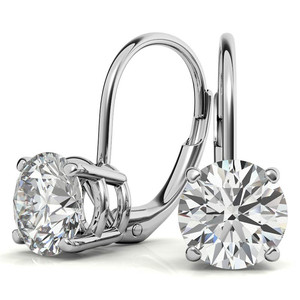Wholesale IGI Certificate Round Classic 18k/22k/24k SOLID Round Lab Grown Diamond Basket <b>Leverback</b> <b>Earrings</b> For Women Wear - Product Image 3