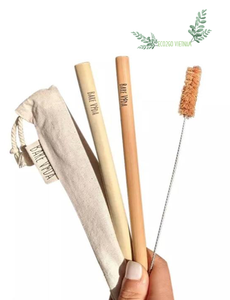 Natural Wide Bamboo <b>Straw</b> <b>For</b> Smoothie Reusable Eco-Friendly Bamboo <b>Drinking</b> <b>Straws</b> with Custom Logo by Eco2Go Vietnam - Product Image 5
