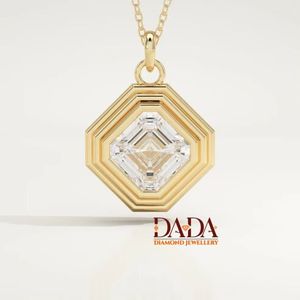 จี้เพชรทรง Asscher แบบเรขาคณิต เพชรเลี้ยงในห้องปฏิบัติการสำหรับผู้หญิง ตัวเรือนทองคำประดับเพชรเม็ดเดี่ยว ชุบโรเดียม ได้รับการรับรองจาก IGI - Product Image 4