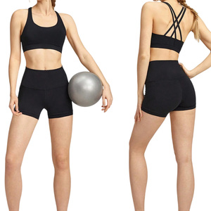 Regular Fit Women High Waisted Yoga Shorts Customizable Breathable Quick Dry Gym Apparel with <b>Pattern</b> for Logo Programs - Product Image 1