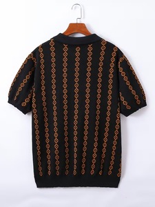 Camiseta de Punto Personalizable para Hombre, con Rayas Verticales Jacquard, Informal, Transpirable, Ecológica, Ligera, para Verano - Product Image 6