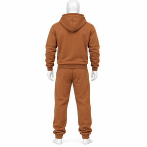 Ensemble de survêtement pour homme à capuche, grande taille, 100% coton, avec logo, couleur unie automne, design personnalisé, short, impression flamme délavée à l'acide - Product Image 4