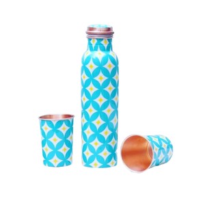 Handmade Hammered Pure Copper Water <b>Bottle</b> Luxury Metal <b>Vintage</b> Embossed Yoga Travel Fitness Drinking Vessel Wholesale - Product Image 2