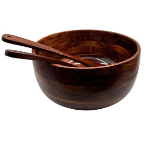 Ensemble de saladiers en bois d'acacia en gros avec ustensiles de service, bols de service en bois naturel faits à la main, articles de cuisine écologiques pour restaurant - Product Image 4