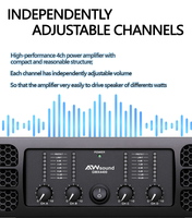 Amplificateur de puissance pour haut-parleurs de karaoké de classe H 800W 4 canaux de haute qualité en gros, circuit métallique 8 ohms 4 ohms
