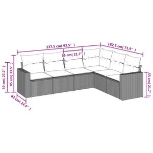Conjunto de Sofás de Jardín Beige de 6 Plazas, Muebles de Ratán para Exteriores Resistentes a la Intemperie, Diseño Contemporáneo - Product Image 5