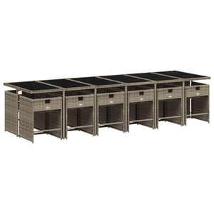 Set da Pranzo da Giardino in Rattan Grigio, 12 Pezzi, Arredamento da Esterno Resistente alle Intemperie, Stile Contemporaneo - Product Image 3