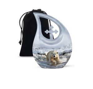 Urna Funeraria Pequeña en Forma de Lágrima Blanca para Cenizas Humanas, Urna Conmemorativa con Cruz para Cenizas Femeninas - Product Image 3