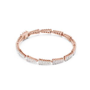 Pulsera de Eslabones con Diamantes Baguette Chapada en Oro Rosa para Mujer, Joyería Clásica para Uso Diario - Product Image 2