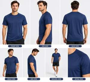Camiseta Deportiva de Secado Rápido para Hombre, Manga Corta, Cuello Redondo, Corte Ajustado, Tejido de Poliéster/Spandex, Longitud Regular, 170 GSM - Product Image 5