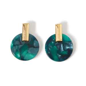 Emerald <b>Resin</b> Disc Stud Earrings Modern Drop Earrings Handmade Round Earrings Gold Accent Jewelry for Women <b>Resin</b> <b>Crafts</b> - Product Image 6