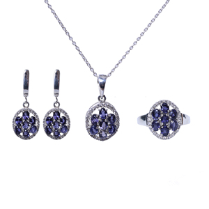Juego de Joyas de Plata 925 con Diamantes de Corte Princesa para Mujer, Engaste de Bisel, Hipoalergénico, Elegante, Regalo, Collar, Anillo, Pendientes, Boda - Product Image 4