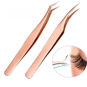 Pince à épiler de précision Zullo Rose Gold pour extensions de cils, en acier inoxydable, couleur personnalisée, outil pour cils avec logo, pour cils volumineux - Product Image 1