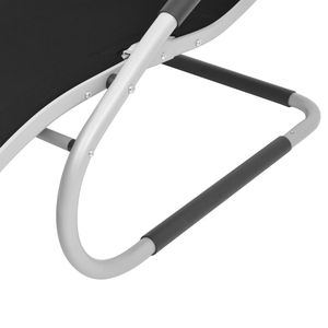 Chaise longue en tissu textilène noir et gris, design standard en aluminium - Product Image 6