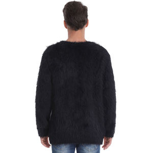 Custom LOGO Mohair Sweater Men Long Sleeve Crew Neck <b>Pullover</b> Knitwear Winter Fuzzy Knitted <b>Jumper</b> Custom Mohair Sweater Men - Product Image 6