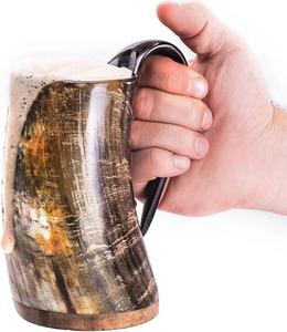 Mug en corne de buffle de haute qualité, écologique, personnalisable, 500 ml, style corne viking, sans danger pour les aliments, pour bière et vin, surface polie - Product Image 3