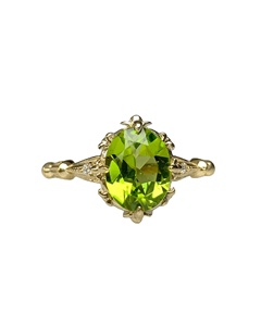 Peridoto certificado y anillo de peridoto verde natural genuino Anillo de compromiso de Halo 14K 8K Oro Piedra DE NACIMIENTO DE AGOSTO El mejor regalo para el Día de la madre - Product Image 1
