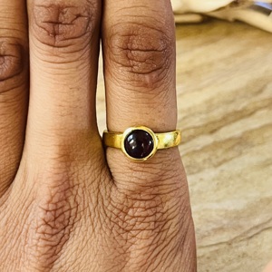 New Arrival Garnet <b>Ring</b> Minimalist Brass <b>Rings</b> For Women 18k Gold Plated <b>Dainty</b> Bezel Solitaire Jewelry For Wholesale/OEM/ODM - Product Image 4