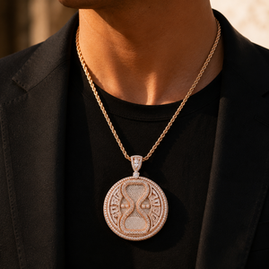Rose <b>Gold</b> Plated Moissanite Hiphop <b>Pendant</b> Round Shape Diamond Ice Out Charm Necklace Unisex Party Jewelry - Product Image 5