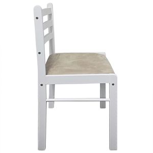 Juego de 4 sillas de comedor de madera maciza de caucho y poliéster blancas, tamaño estándar - Product Image 5