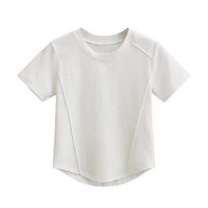 Haute qualité coton Spandex blanc col rond à manches courtes T-shirts pour les femmes en gros Logo personnalisé 2025 - Product Image 5