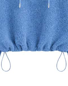 Sweat à capuche court en polaire texturée bleu ciel, quart de zip, ourlet ajustable avec cordon, streetwear décontracté, pull chaud pour homme, logo personnalisé - Product Image 4