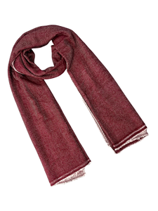 Exclusive Burgundy Twill Striped Stole for Women, 28x80 Inch Handmade <b>Wool</b> Acrylic Scarf, Soft Winter Fiber Elegant <b>Wrap</b> Shawl - Product Image 5
