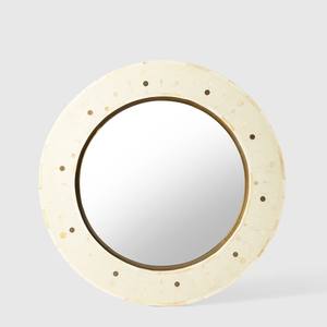 Espejo Rectangular con Incrustaciones Florales Elegantes Hecho a Mano, Espejo Redondo de Vanidad con Incrustaciones de Hueso de Diseño - Product Image 1