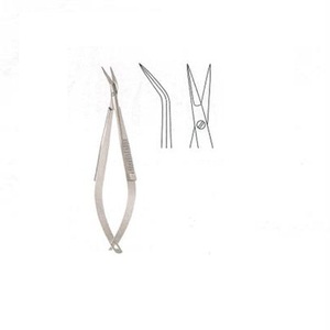 Micro Tijeras Profesionales Nuevas para Neurocirugía de 18 cm con Mango de Bayoneta y Resorte, Instrumentos Quirúrgicos Recubiertos - Product Image 2