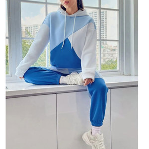 Ensemble survêtement gris à capuche pour femme grande taille, couleur unie, pantalon long, coupe décontractée, 100% coton, vêtements d'hiver - Product Image 2