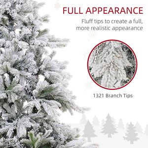 6ft Artificial Prelit Christmas Tree with Warm White LED <b>Lights</b> Snow Flocked <b>Branches</b> Metal Base 7ft/180cm for Decorations - Product Image 6