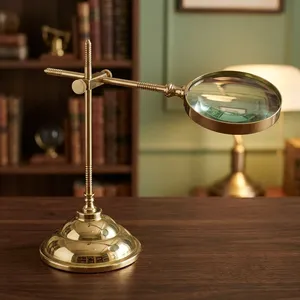 Adjustable Brass Metal <b>Magnifying</b> <b>Glass</b> with Stand Vintage Desktop Reading <b>Magnifier</b> - Product Image 4
