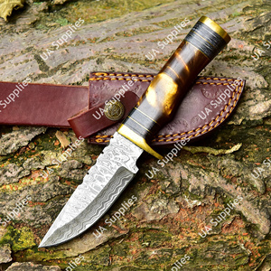 Cuchillo EDC de Hoja Fija de Acero de Damasco Hecho a Mano con Soporte OEM/ODM Personalizado, Venta al por Mayor para Caza, Camping, Pesca, Supervivencia Táctica - Product Image 5