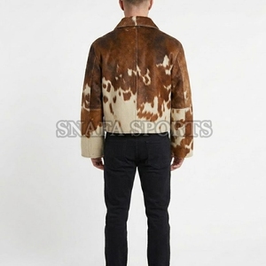 Chaquetas de cuero premium con pelo, diseño personalizado bordado e impreso, talla adulto, chaquetas de cuero de vaca para hombre para invierno - Product Image 2