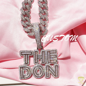 Custom <b>Name</b> Pendant " The Don " Necklace Moissanite Diamond Cuban <b>Chain</b> Hip Hop Jewelry For Men Women - Product Image 1
