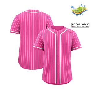 Custom Unisex Pink Striped Short Sleeve <b>Baseball</b> Jersey Breathable Polyester Regular Fit All Seasons Apparel - Product Image 3