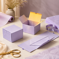 Boîte cadeau carrée pliable pré-pliée en carton vierge imprimable, couleur lilas, directement de l'usine