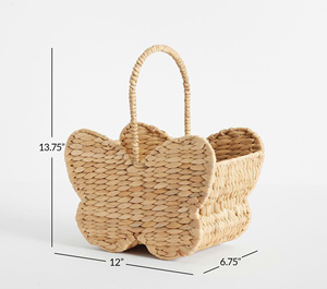 Panier de rangement tendance en jacinthe d'eau écologique en forme de papillon avec poignée, organisateur de jouets pour la maison, l'hôtel, la crèche, la décoration des enfants - Product Image 2