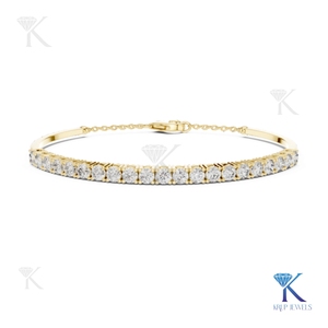 Adjustable Chain Lab Grown Diamond Filled Brilliant Cut 14K <b>Solid</b> <b>Gold</b> Fine Unisex Minimalist Luxury Jewelry Party Gift - Product Image 1