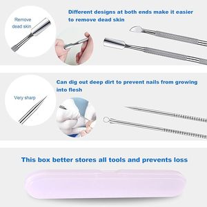 Outil de soin des pieds en acier inoxydable de haute qualité à double extrémité pour ongles incarnés et nettoyage des rainures des ongles, idéal pour la pédicure personnelle - Product Image 4