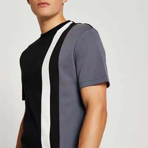 T-shirt décontracté d'été pour homme, col rond, manches courtes, respirant, en polyester/coton non tissé, gris, noir, blanc - Product Image 1