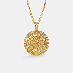 Yellow Gold Filigree Circle Lab Grown Diamond Pendant Necklace - Product Image 4